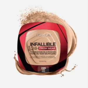 LOREAL INFAILLIBLE 24H FRESH WEAR FOUNDATION IN A POWDER 220 SAND 9 GRAMOS