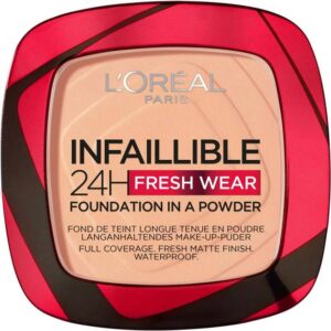 LOREAL INFAILLIBLE 24H FRESH WEAR FOUNDATION IN A POWDER 245 GOLDEN HONEY 9 GRAMOS