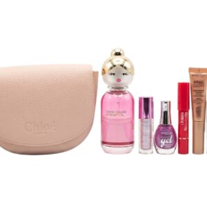 SET MINI BOLSO CHLOE + BENETTON SISTERLAND PINK RASPBERRY 80 ML TESTER # (CAJA GENERICA) + 7 PRODUCTOS MAQUILLAJE