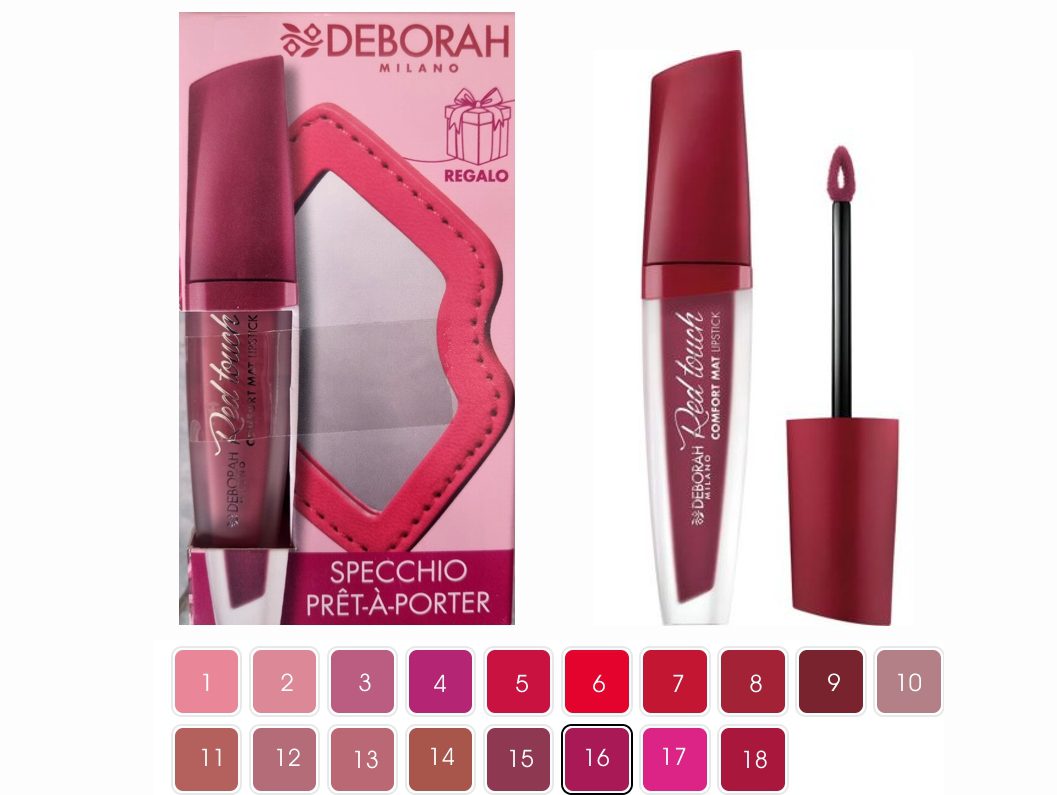 DEBORAH MILANO RED TOUCH COMFORT MAT LIPSTICK Burgundy N 09 5 ML + ESPEJO DE REGALO REGULAR
