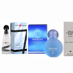 LOTE 13 DE MUJER: PRET A PORTER (FORMATO BOTELLA REDONDA) EDT 50 ML @ + AGUA DE LAVANDA PUIG EDT 100ML @ + AGUA DE LUNA FRAICHE DE PUIG EDT 100 ML @ + INESSANCE PARIS EAU DE COLOGNE FRAICHEUR 500 M
