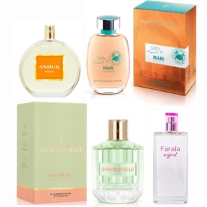 LOTE 27 DE MUJER: ANTONIO PUIG ANOUK EDT 100 ML TESTER # (CAJA GENERICA) + MANDARINA DUCK LETS MIAMI FOR HER EDT 100 ML TESTER # (CAJA GENERICA) + SPRINGFIELD PURE ATTITUDE FLORAL CITRUS EDT 100ML TESTER # (CAJA GENERICA) + FARALA ORIGINAL EDT 75 ML