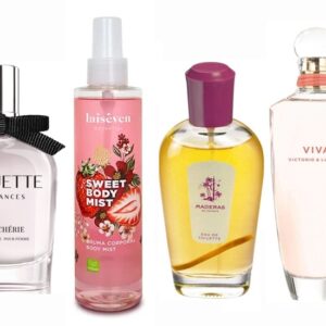 LOTE 2 DE MUJER: VICTORIO & LUCCHINO VIVA EDT 100 ML TESTER # (CAJA GENERICA) + BODY MIST LAISEVEN FRESA DULCE 200 ML TESTER # (CAJA GENERICA) + MADERAS DE ORIENTE EDT 100 ML (Sin caja) TESTER # (CAJA GENERICA) + COQUETE BELLE CHERIE EDT 100 ML (Sin caja)