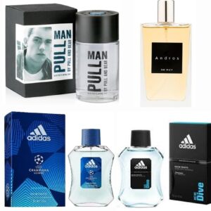 LOTE 5 DE HOMBRE: ADIDAS DARE EDITION EDT 100 ML TESTER # (CAJA GENERICA) + ADIDAS ICE DIVE EDT 100 ML TESTER # (CAJA GENERICA) + ANDROS EDT 100 ML TESTER # (CAJA GENERICA) + PULL MAN EDT 100 ML