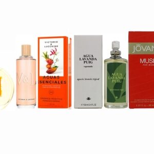 LOTE 9 DE MUJER: AGUA DE LAVANDA DE PUIG 100 ML TESTER # (CAJA GENERICA) + PUIG ANOUK EDT 100 ML ML TESTER # (CAJA GENERICA) + JOVAN MUSK WOMAN EDT 100 ML TESTER # (CAJA GENERICA) + V&L ENERGIA POSITIVA 250 ML