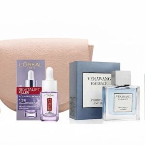 PACK VERA WANG EMBRACE PERIWINKLE AND IRIS EDT 30 ML + MINI BOLSO CHLOE + LOREAL PARIS REVITALIFT SERUM 15 ML + RIMMEL SUPER GEL 2 PASOS