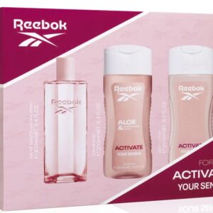 SET REEBOOK ACTIVATE FOR HER EDT 100 ML + SHOWER GEL 250 ML + BODY LOCION 250 ML REGULAR (Caja ligeramente dañada)